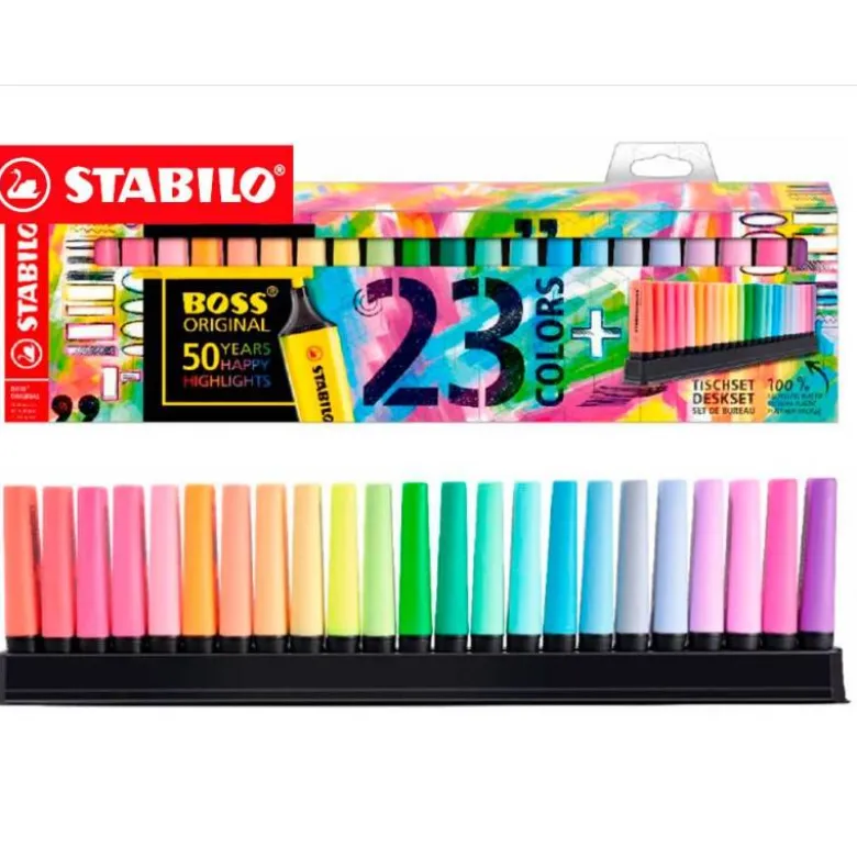 ROTULADOR STABILO 2/5 MM, 23 COLORES FLUORESCENTES SURTIDOS. BOSS.