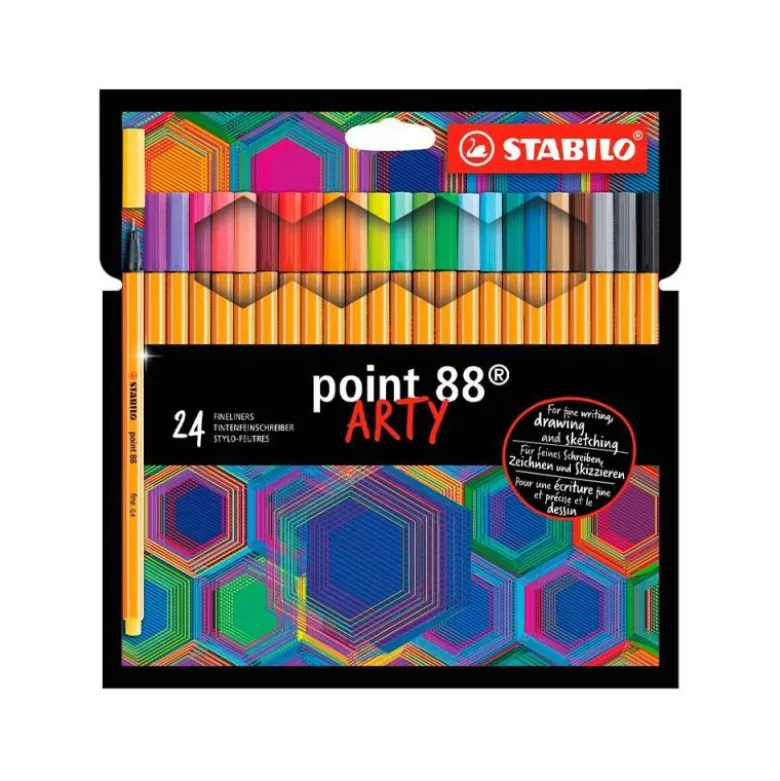 ROTULADOR STABILO POINT 88 PUNTA DE FIBRA ARTY LINE ESTUCHE CARTON DE 24 UNIDADES COLORES SURTIDOS