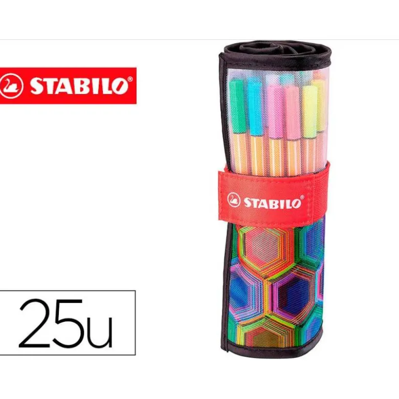 ROTULADOR STABILO PUNTA DE FIBRA 0,4 MM 25 UNIDADES COLORES SURTIDOS