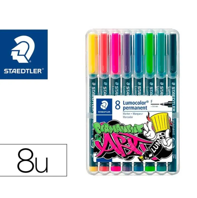ROTULADOR STAEDTLER LUMOCOLOR RETROPROYECCION PUNTA DE FIBRA 318 ESTUCHE DE 8 UNIDADES COLORES SURTIDOS