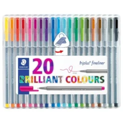 Rotulador Staedtler Triplus Fineliner surtido pack 20 punta fina lavable triangular