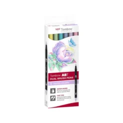 ROTULADOR TOMBOW ACUARELABLE DOBLE PUNTA FINA/PINCEL COLORES PASTEL CAJA DE 6 UNIDADES COLORES SURTIDOS