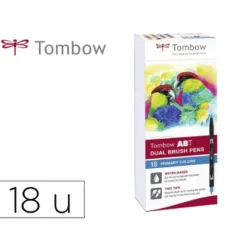 ROTULADOR TOMBOW DUAL BRUSH DOBLE PUNTA PINCEL COLORES PRIMARIOS ESTUCHE DE 18 UNIDADES COLORES SURTIDOS