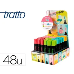 ROTULADOR TRATTO VIDEO PASTEL FLUORESCENTE EXPOSITOR DE 48 UNIDADES COLORES SURTIDOS