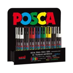 ROTULADOR UNI-BALL POSCA PC3M PINTURA BASE AL AGUA 0,9-1,3 MM EXPOSITOR 36 UNIDADES COLORES SURTIDOS