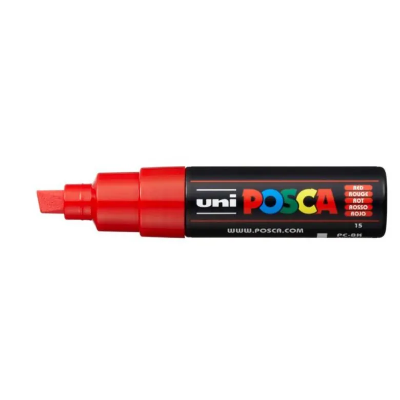 ROTULADOR UNI POSCA PC-8K MARCADOR DE PINTURA PUNTA BISELADA 8 MM ROJO