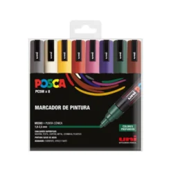ROTULADOR UNI POSCA PC-5M/8C ESTUCHE DE 8 UNIDADES COLORES OSCUROS SURTIDOS