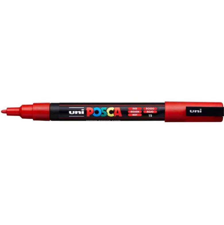 ROTULADOR UNI POSCA PC-3M MARCADOR DE PINTURA PUNTA CONICA 0,9-1,3 MM ROJO