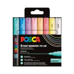 ROTULADOR UNI POSCA PC-1M MARCADOR DE PINTURA PUNTA EXTRAFINA 0,7 MM BLISTER DE 8 UNIDADES COLORES PASTEL