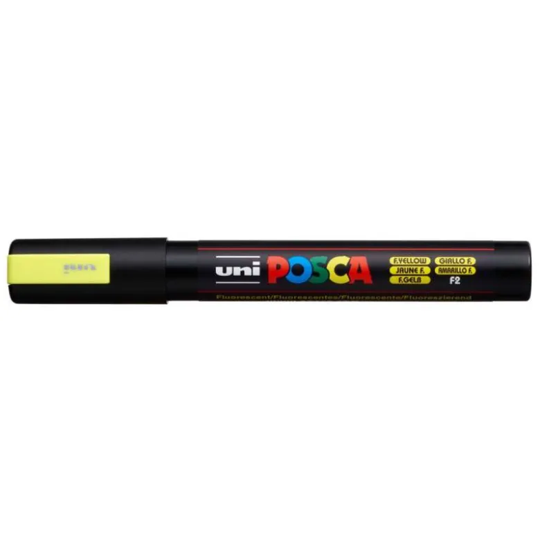 ROTULADOR UNI POSCA PC-5M MARCADOR DE PINTURA PUNTA CONICA 1,8-2,5 MM AMARILLO FLUORESCENTE