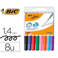 Rotulador Velleda Bic para pizarra blanca punta redonda 2mm Bolsa 8 unidades colores surtidos