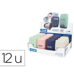 SACAPUNTAS MILAN COMPACT SERIE 1918 PLASTICO 2 USOS CON GOMA DE BORRAR EXPOSITOR DE 16 UNIDADES COLORES