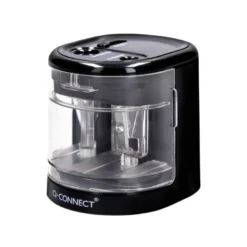 SACAPUNTAS Q-CONNECT KF14568 ELECTRICO DE SOBREMESA CABLE USB/4 PILAS AA AFILA CUCHILLA DIAMETROS DE 6 A 12MM DOS USOS