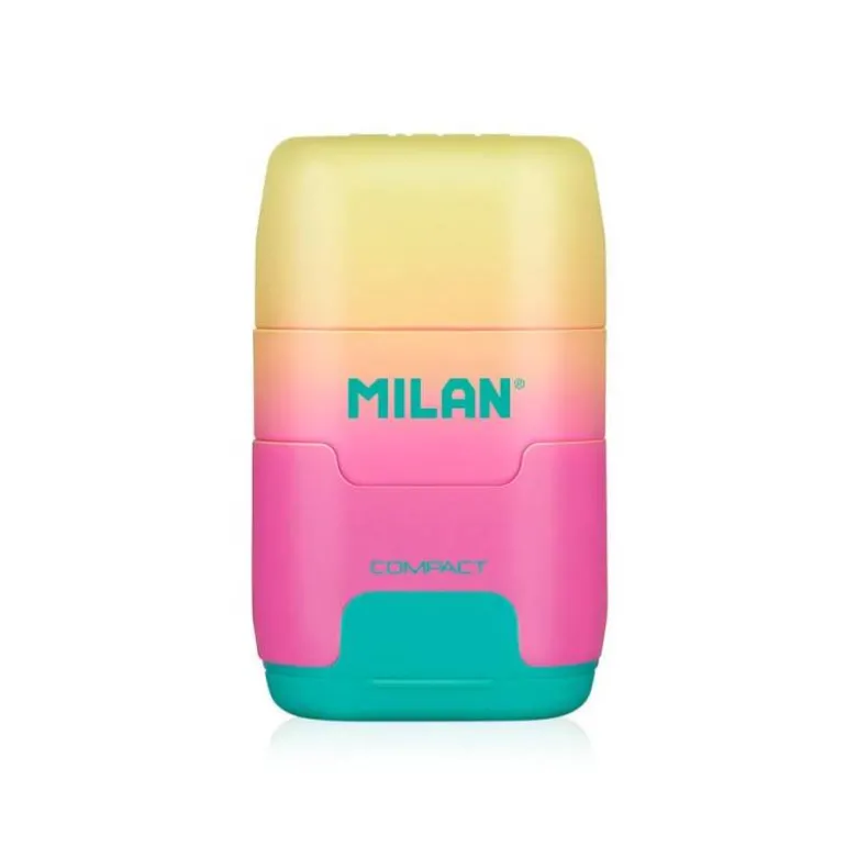 SACAPUNTAS MILAN COMPACT SUNSET PLASTICO 2 USOS CON GOMA DE BORRAR COLORES SURTIDOS " NO SE PEUDEN ELEGIR"