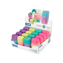 SACAPUNTAS MILAN COMPACT SUNSET PLASTICO 2 USOS CON GOMA DE BORRAR COLORES SURTIDOS
