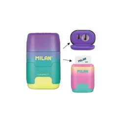 SACAPUNTAS MILAN COMPACT SUNSET PLASTICO 2 USOS CON GOMA DE BORRAR COLORES SURTIDOS