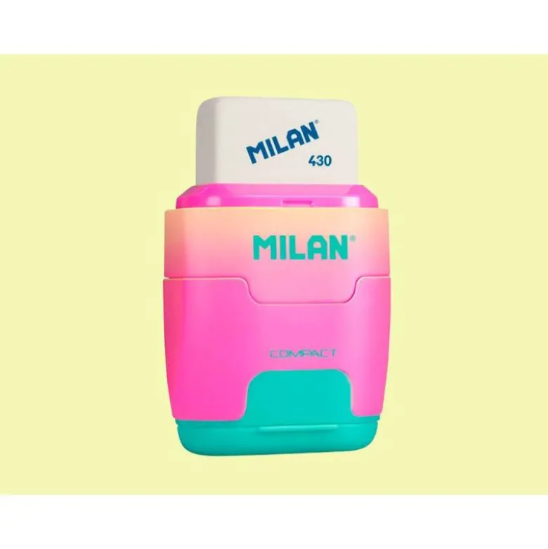 SACAPUNTAS MILAN COMPACT SUNSET PLASTICO 2 USOS CON GOMA DE BORRAR COLORES SURTIDOS " NO SE PEUDEN ELEGIR"