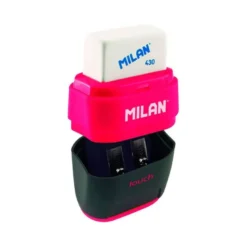SACAPUNTAS MILAN COMPACT TOUCH DUO PLASTICO 2 USOS CON GOMA + 2 RECAMBIOS DE GOMA