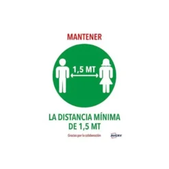 SEÑAL ADHESIVA AVERY MANTENER DISTANCIA MININA DE 1,5 MT DIN A4 RESISTENTE A LOS RAYOS UV PACK DE 2 UNIDADES