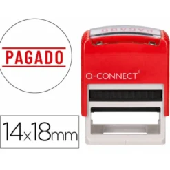 SELLO ENTINTADO AUTOMATICO Q-CONNECT PAGADO ALMOHADILLA 14X38 MM COLOR ROJO