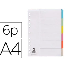 Separadores de cartulina Q-Connect multitaladro Din A4 juego de 6 multitaladro