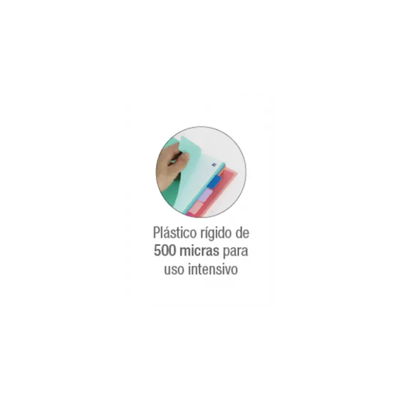 SEPARADORES DE PLASTICO OXFORD POLIPROPILENO 500 MC COLORES PASTEL JUEGO DE 5 SEPARADORES