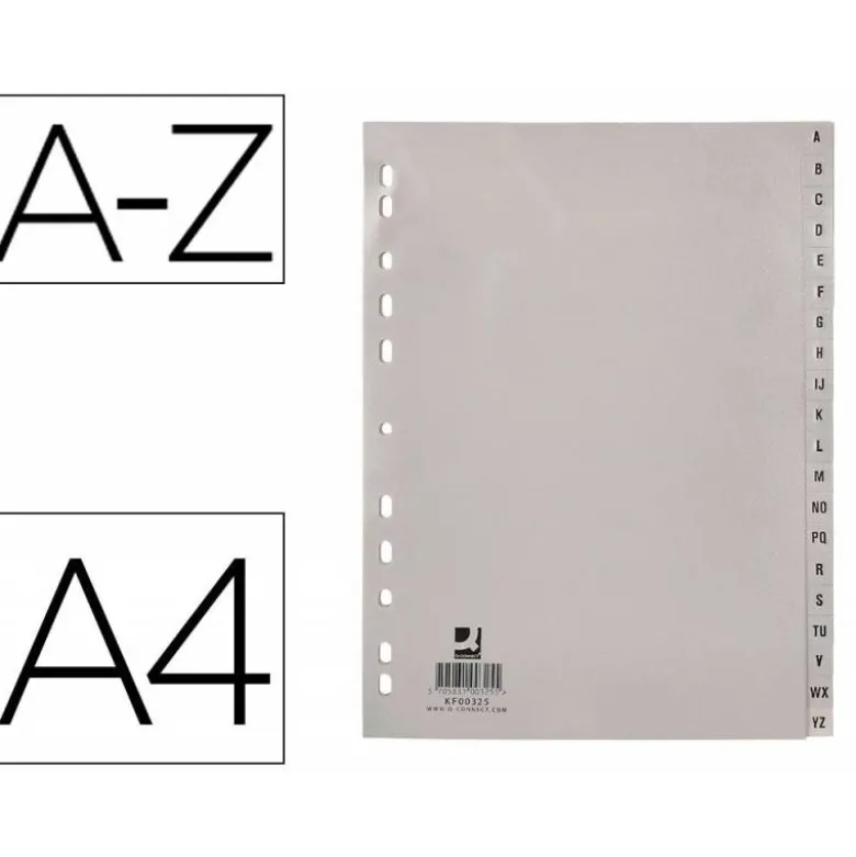 Separadores de plastico Q-Connect alfabeticos multitaladro din A4