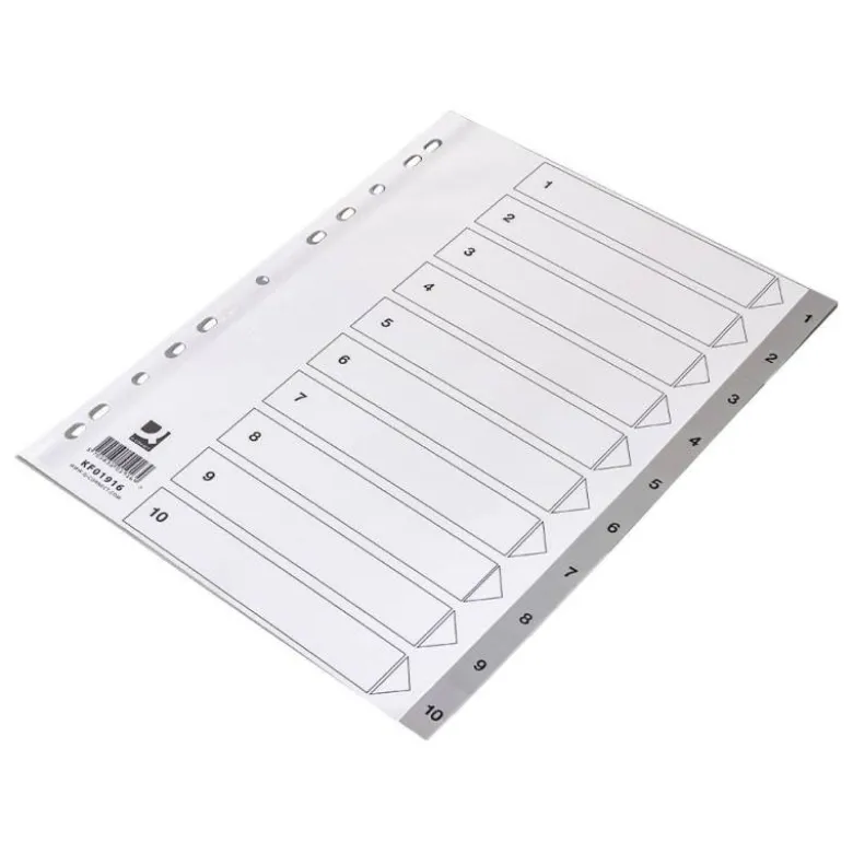 Separadores de plastico Q-Connect numericos multitaladro 1-10 DIN A4