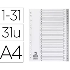 Separadores de plastico Q-Connect numericos multitaladro Din A4