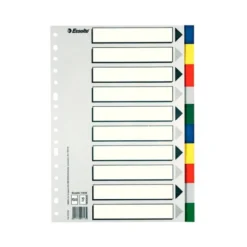 Separadores plastico Esselte Folio juego de 10 colores