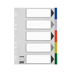 Separadores plastico Esselte Din A4 juego de 5 colores