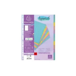 SEPARADOR EXACOMPTA AQUAREL CARTULINA LUSTRADA JUEGO DE 12 SEPARADORES DIN A4 COLORES PASTEL