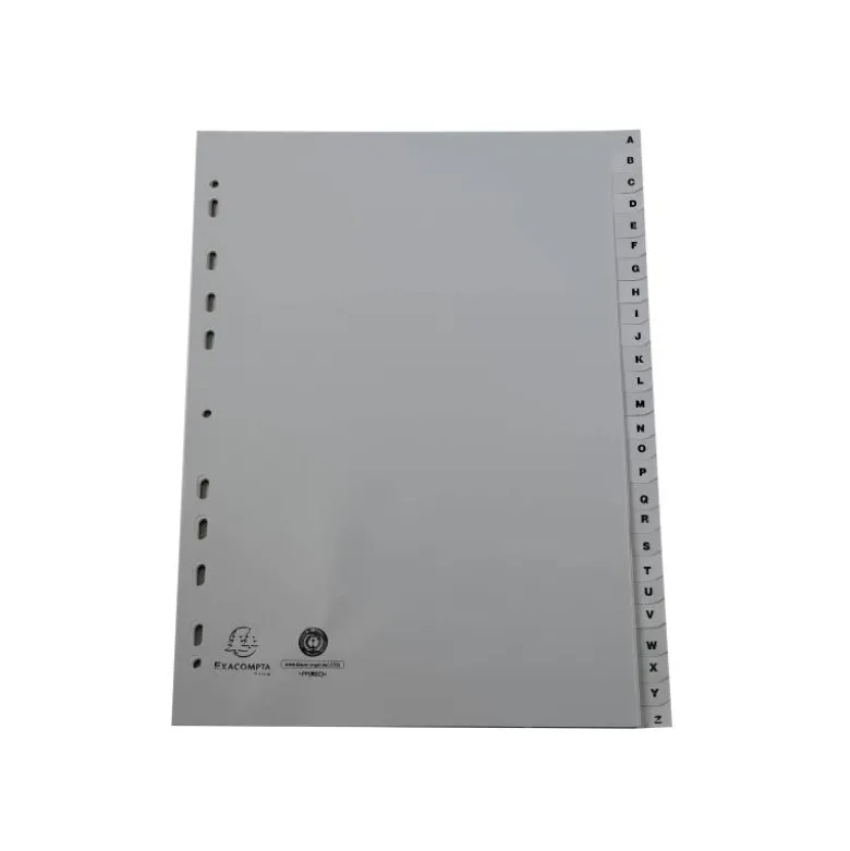 SEPARADOR EXACOMPTA CARTULINA BLANCA A-Z JUEGO DE 20 SEPARADORES DIN A4 11 TALADROS