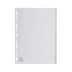 SEPARADOR EXACOMPTA CARTULINA BLANCA A-Z JUEGO DE 20 SEPARADORES DIN A4 11 TALADROS