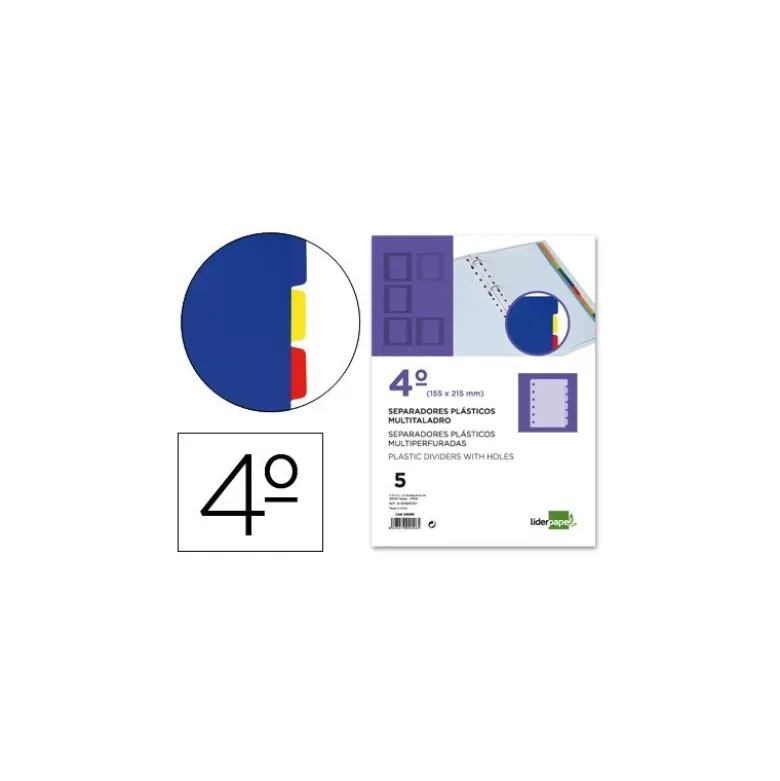 Separador liderpapel plastico juego de 5 separadores cuarto 11 taladros