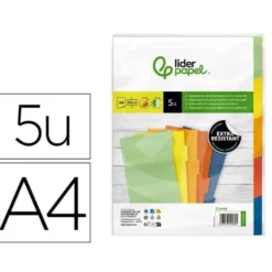SEPARADOR LIDERPAPEL POLIPROPILENO JUEGO DE 5 SEPARADORES A4 MULTITALADRO 500 MICRAS