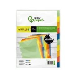 SEPARADOR LIDERPAPEL POLIPROPILENO JUEGO DE 10 SEPARADORES A4 MULTITALADRO 500 MICRAS