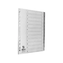 SEPARADOR NUMERICO Q-CONNECT PLASTICO 1-12 JUEGO DE 12 SEPARADORES DIN A4 MULTITALADRO