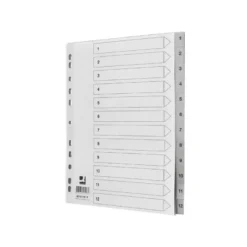 SEPARADOR NUMERICO Q-CONNECT PLASTICO 1-12 JUEGO DE 12 SEPARADORES DIN A4 MULTITALADRO