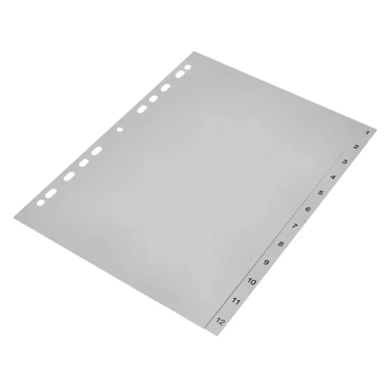 SEPARADOR NUMERICO Q-CONNECT PLASTICO 1-12 JUEGO DE 12 SEPARADORES DIN A4 MULTITALADRO