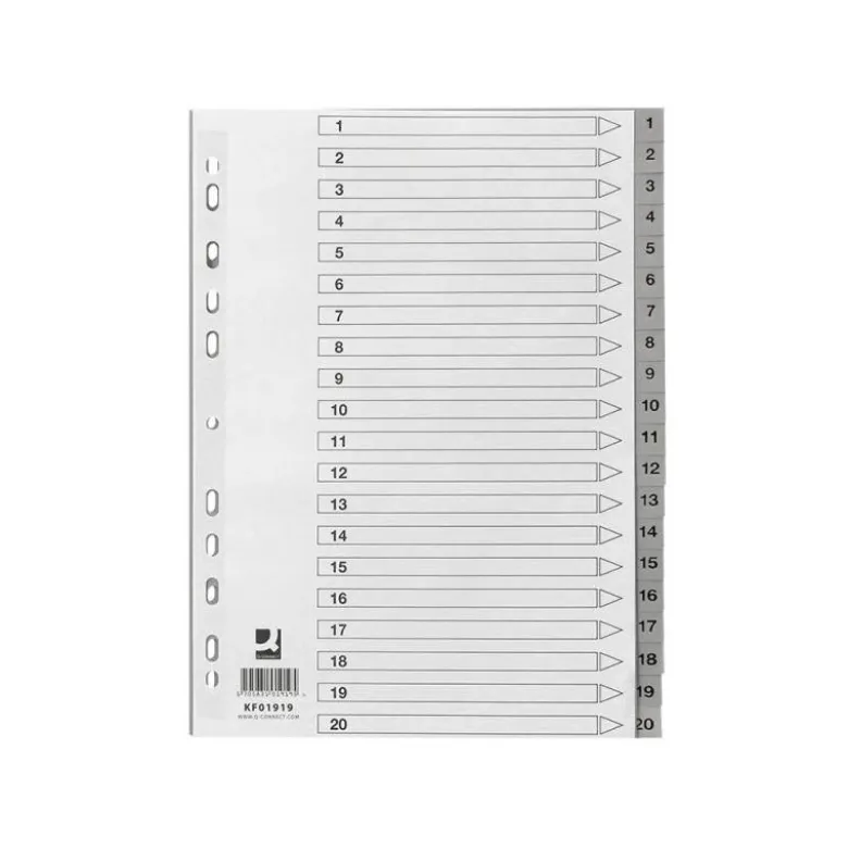 Separador Q-Connect Numerico 1-20 A4 multitaladro