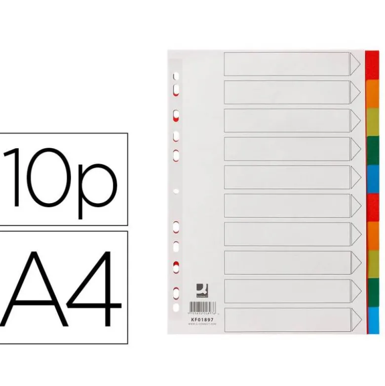 SEPARADOR Q-CONNECT PLASTICO JUEGO DE 10 SEPARADORES DIN A4 MULTITALADRO