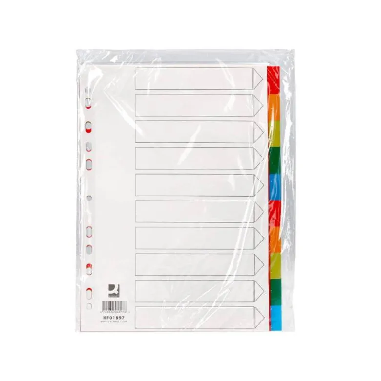 SEPARADOR Q-CONNECT PLASTICO JUEGO DE 10 SEPARADORES DIN A4 MULTITALADRO