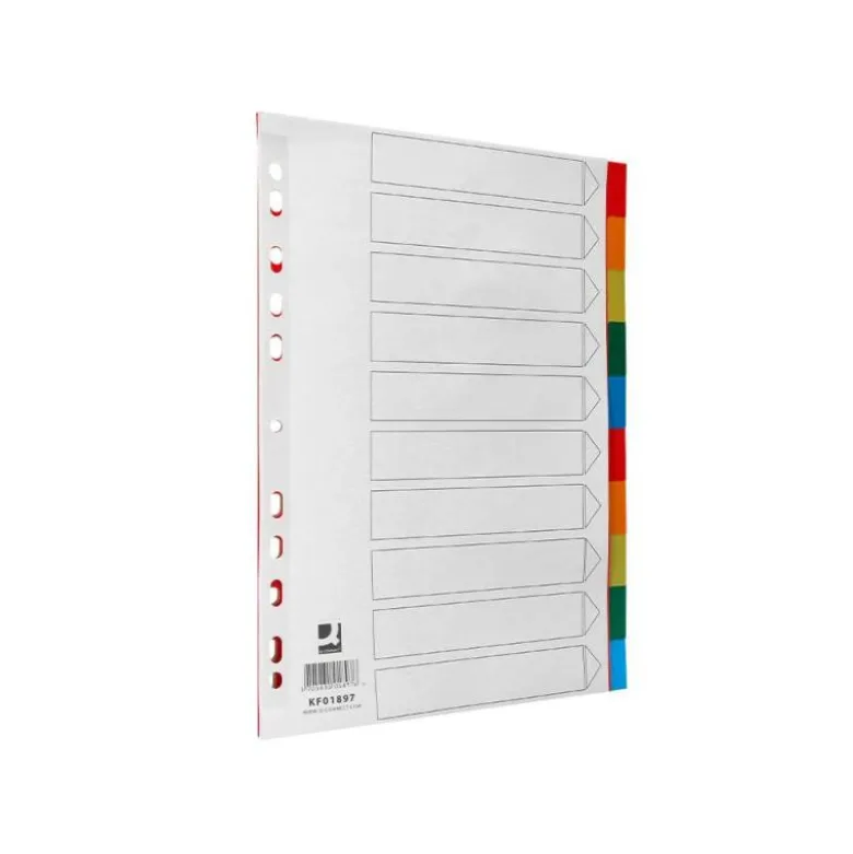 SEPARADOR Q-CONNECT PLASTICO JUEGO DE 10 SEPARADORES DIN A4 MULTITALADRO