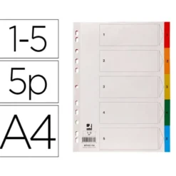SEPARADOR Q-CONNECT PLASTICO JUEGO DE 5 SEPARADORES DIN A4 MULTITALADRO