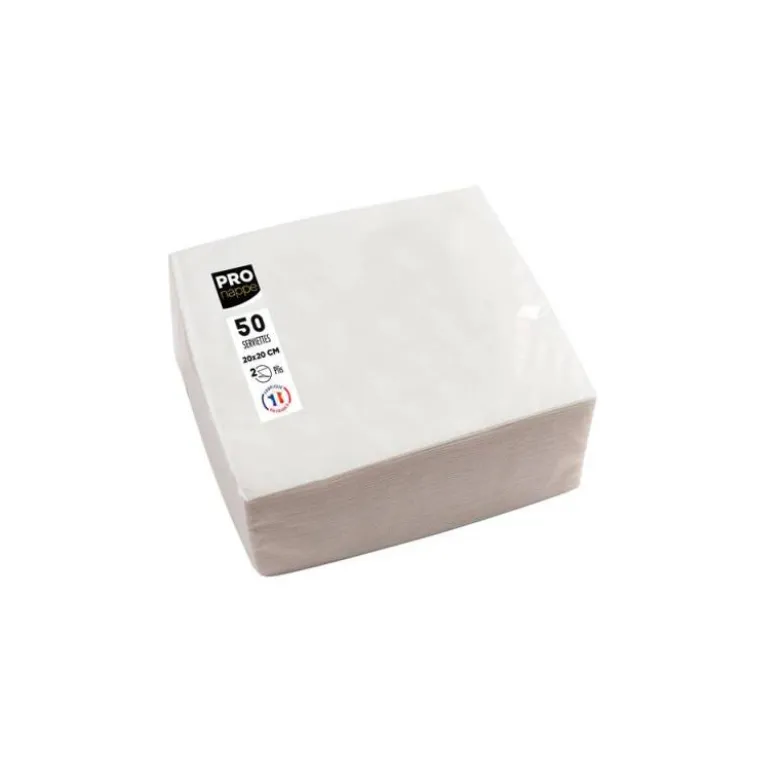 SERVILLETA PRONAPPE CELULOSA MICRO GROFADA 20X20 CM 2 CAPAS COLOR BLANCO PAQUETE DE 50 UNIDADES