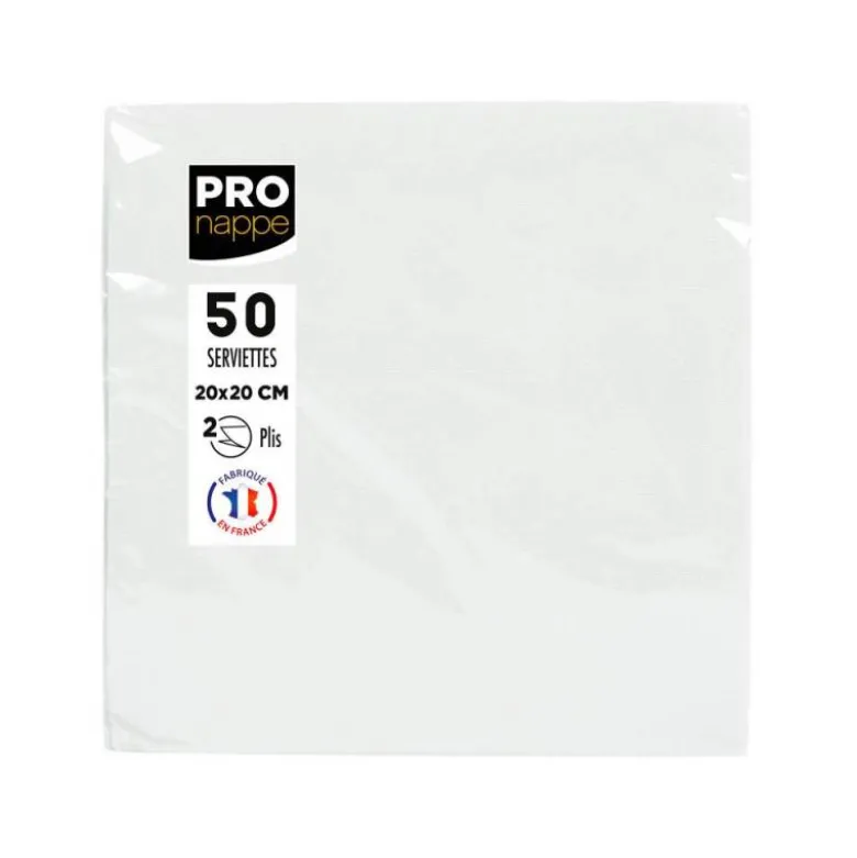 SERVILLETA PRONAPPE CELULOSA MICRO GROFADA 20X20 CM 2 CAPAS COLOR BLANCO PAQUETE DE 50 UNIDADES