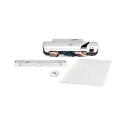 SET PLASTIFICADORA + CIZALLA RODILLO + REDONDEADOR DE ESQUINAS GBC INSPIRE+ DIN A4 CRAFT BLANCO