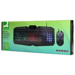 SET TECLADO Y RATON Q-CONNECT GAMING CON CABLE E ILUMINACION LED COLOR NEGRO