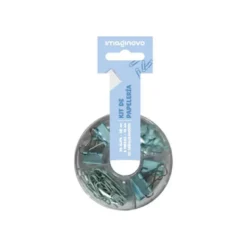 SET DE PAPELERIA IMAGINOVO CON CLIPS 28MM PINZAS 19MM Y CHINCHETAS AZUL